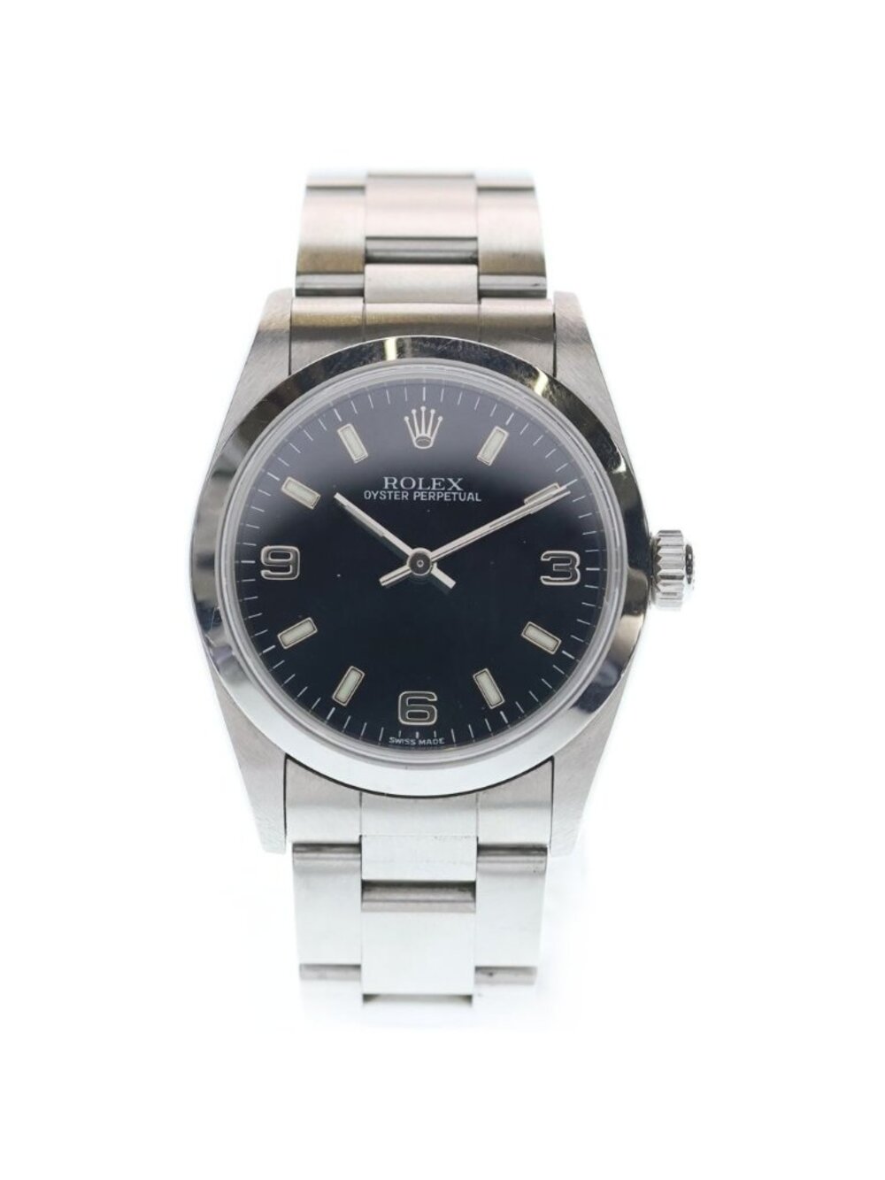 Rolex Oyster Perpetual Black Dial SS at Stainless Steel Automatic Winding Watch
